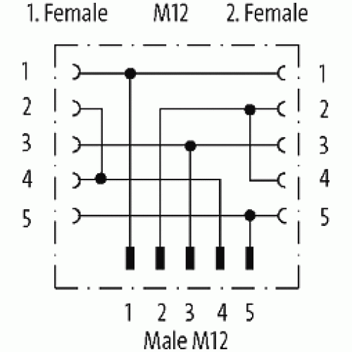 7024-41191-0000000 T-Coupler M12 male 5pol./2x female 5pol. F&B PRO