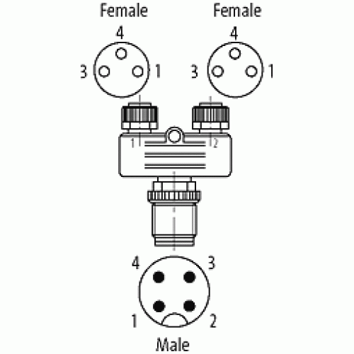 7005-41201-0000000 T COUPLER M12 MALE / M8 FEMALE 0° LITE