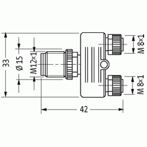 7005-41201-0000000 T COUPLER M12 MALE / M8 FEMALE 0° LITE