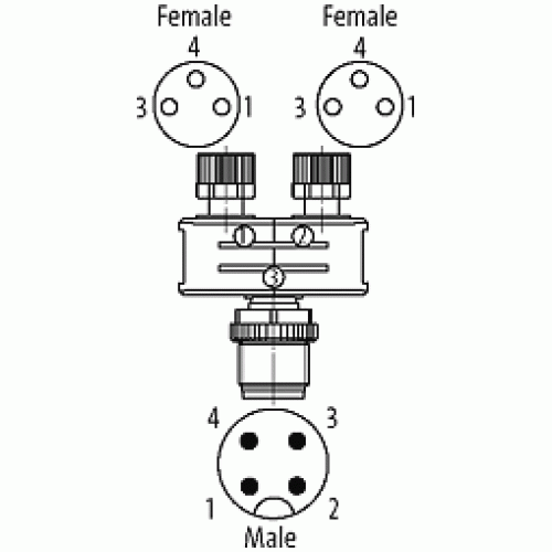 7000-41211-0000000 T-COUPLER SLIMLINE M12 MALE / 2X M8 FEMALE