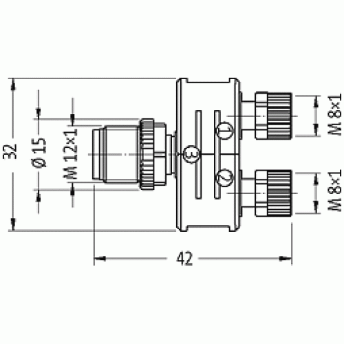 7000-41211-0000000 T-COUPLER SLIMLINE M12 MALE / 2X M8 FEMALE