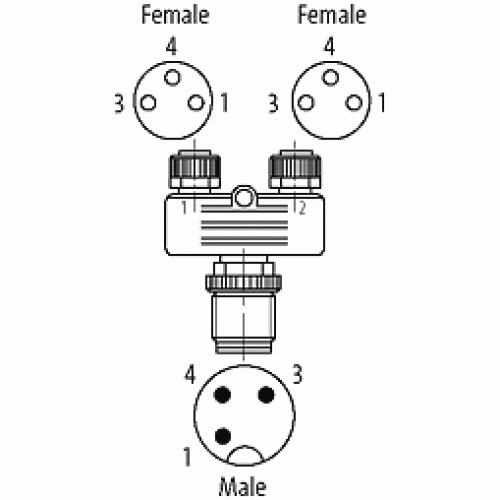 7000-41221-0000000 T COUPLER M12 MALE / M8 FEMALE 0° 7000-41221-0000000 T COUPLER M12 MALE / M8 FEMALE 0°