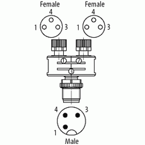 7000-41231-0000000 T-COUPLER SLIMLINE M12 MALE / 2X M8 FEMALE