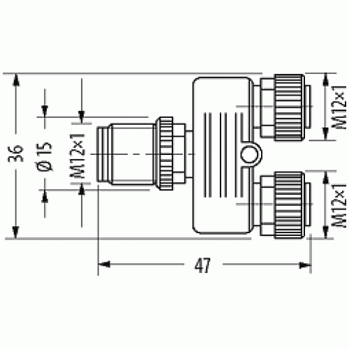 7002-42121-0000000 T-COUPLER 5 POLEMALE./4 POLEFEMALE M12 SHIELDED V2A