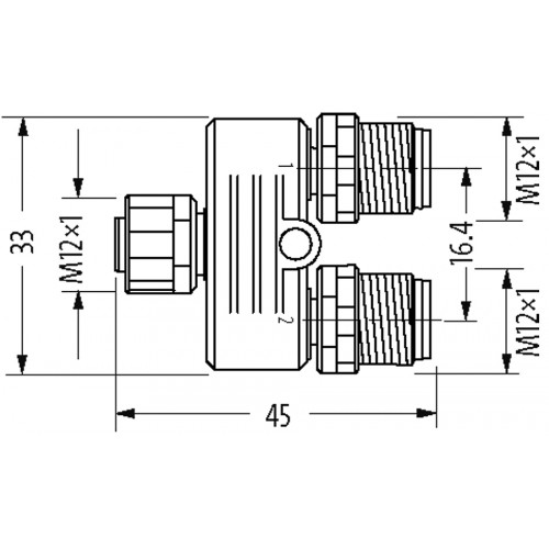 7000-42771-0000000 T-coupler slimline M12-female 5p. / 2x M12 male