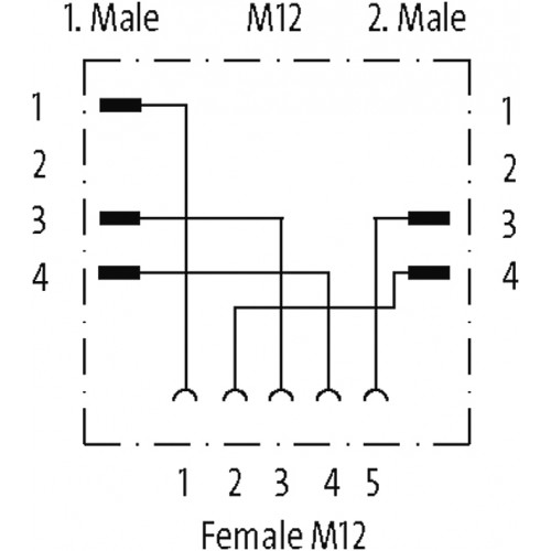 7000-42771-0000000 T-coupler slimline M12-female 5p. / 2x M12 male