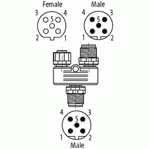 7000-44151-0000000 T-coupler M12 male / M12 male - female PROFIBUS