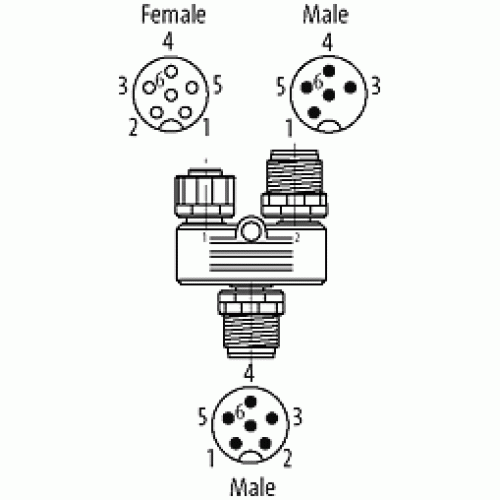 7000-46091-0000000 T-COUPLER M12 6POL. CUBE67 SHIELDED