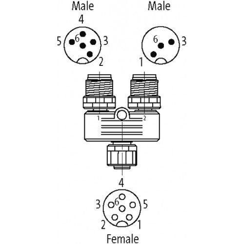 7000-46101-0000000 T-COUPLER M12 6POL. CUBE67 SHIELDED