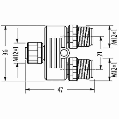 7000-46101-0000000 T-COUPLER M12 6POL. CUBE67 SHIELDED