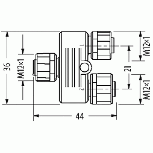 7000-47311-0000000 T coupler M12 female / M12 female+female shielded