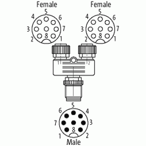 7000-48161-0000000 T-coupler M12 male / M12 female 8p. shielded 7000-48161-0000000 T-coupler M12 male / M12 female 8p. shielded