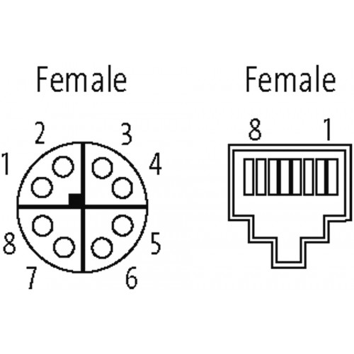 7000-51531-0000000 adaptor M12 female x-cod. / RJ45 male 0° Gigabit