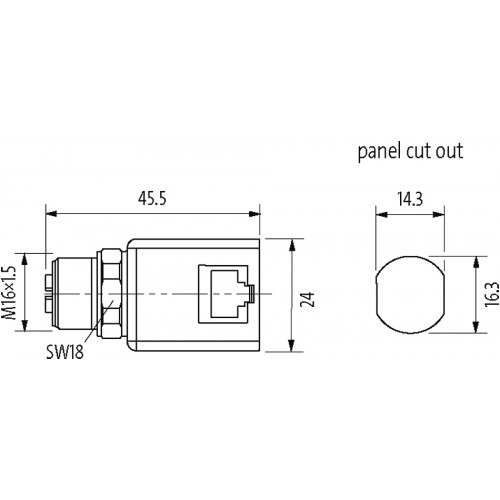 7000-51541-0000000 adaptor M12 female x-cod. / RJ45 male 90° Gigabit
