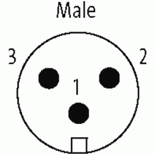 7700-A3011-UMB0500 Mini (7/8) 3 pole, Male (Ext.) 90° w/ Cable