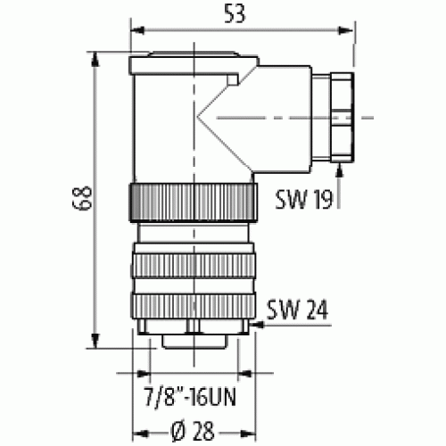 7000-78271-0000000 7/8" female 90° field-wireable 7000-78271-0000000 7/8" female 90° field-wireable