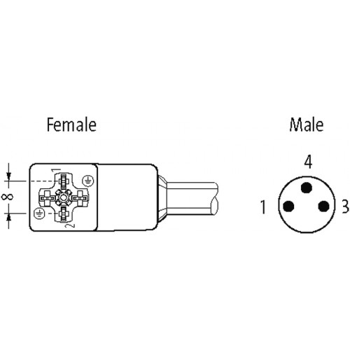 7000-88421-2130500 M8 male 0° A-cod. / MSUD valve plug C-8mm small