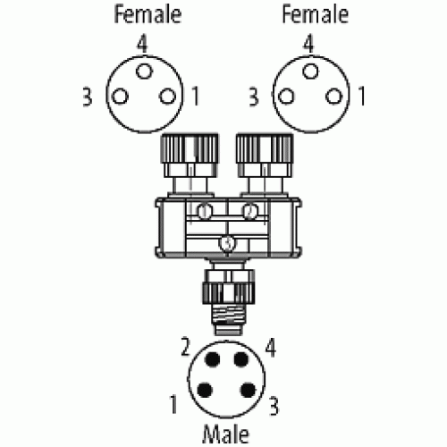 7000-88601-0000000 T-COUPLER SLIMLINE M8-MALE 4 POLE/ 2X M8-FEMALE 3P 7000-88601-0000000 T-COUPLER SLIMLINE M8-MALE 4 POLE/ 2X M8-FEMALE 3P