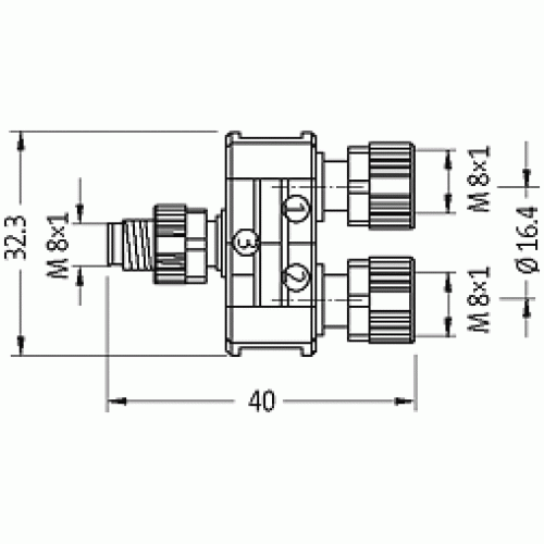 7000-88601-0000000 T-COUPLER SLIMLINE M8-MALE 4 POLE/ 2X M8-FEMALE 3P 7000-88601-0000000 T-COUPLER SLIMLINE M8-MALE 4 POLE/ 2X M8-FEMALE 3P