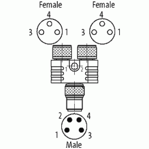 7000-88602-0000000 T-coupler M8 Nano male A-cod. / 2x female A-cod. 7000-88602-0000000 T-coupler M8 Nano male A-cod. / 2x female A-cod.
