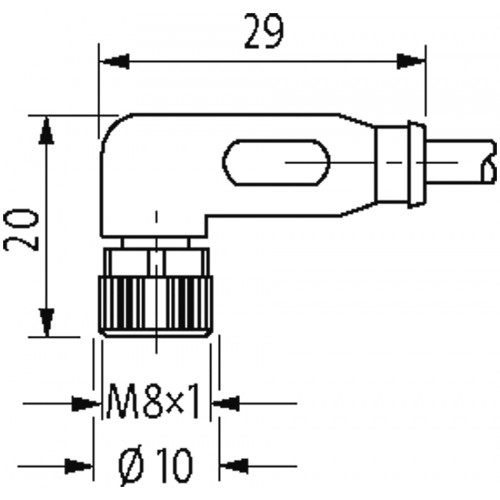 7000-08781-2400300 M8 female 90° A-cod. with cable shielded