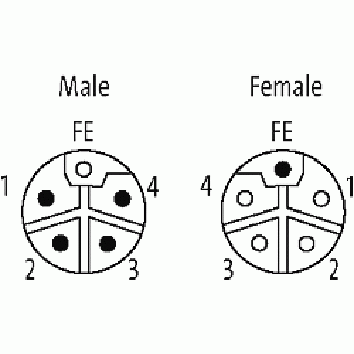 7000-P4241-9663000 M12 Power male 0° / female 0° L-cod. 7000-P4241-9663000 M12 Power male 0° / female 0° L-cod.