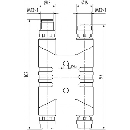 7000-P6902-0000000 H-coupler M12 Power male S-cod. / 3x female S-cod.