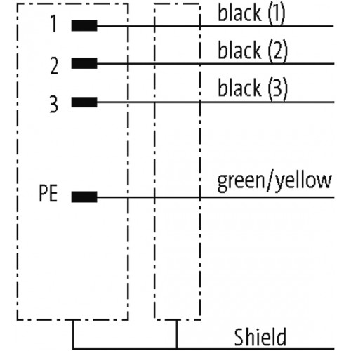 7000-P8001-P130300 MQ15-X-Power male 0° shielded with cable