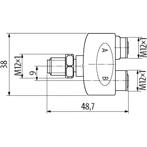7024-41151-0000000 T-Coupler M12 male 5pol./2x female 5pol. F&B PRO
