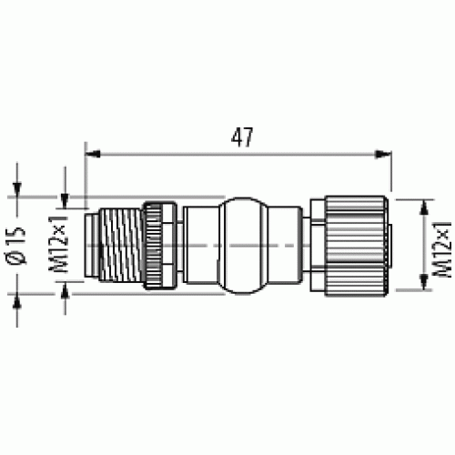 7030-42291-0000000 adaptor M12 male / M12 female shield AIDA