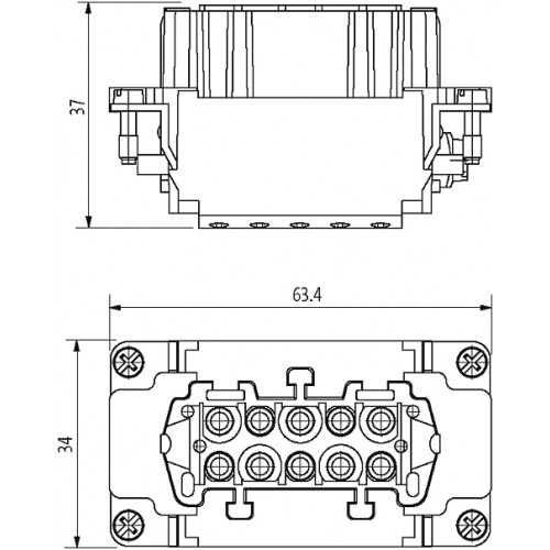 70MH-EB010-EP03020 B10 female 10-pole, Push-in, 500 V, 16 A