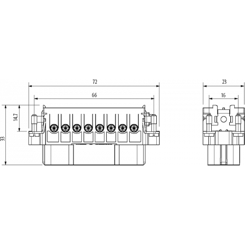 70MH-EB016-CS01020 A16 female 16-pole, screw t., 250 V, 16 A