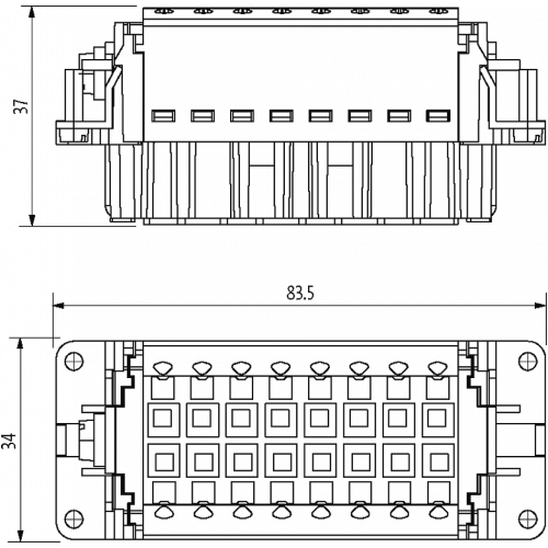 70MH-EB016-FP03020 B16 female 16-pole, Push-in, 500 V, 16 A