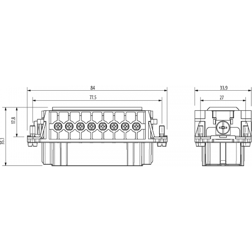 70MH-EB016-FS03020 B16 female 16-pole, screw t., 500 V, 16 A