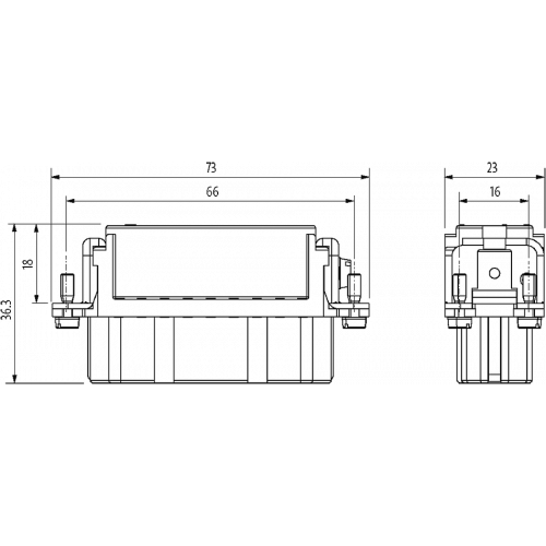70MH-EB025-CC01010 A16 female 25-pole, crimp t., 250 V, 10 A