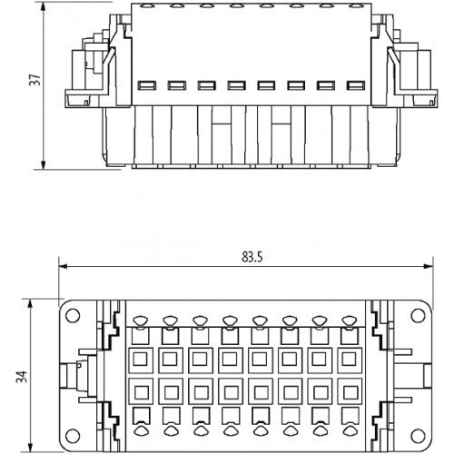 70MH-EB6U2-FP05020 B16 female 6+2-pole, Push-in, 800/500 V, 16 A