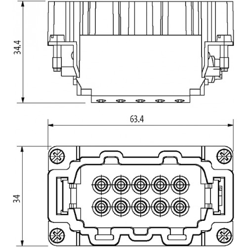 70MH-ES010-EP03020 B10 male 10-pole, Push-in, 500 V, 16 A