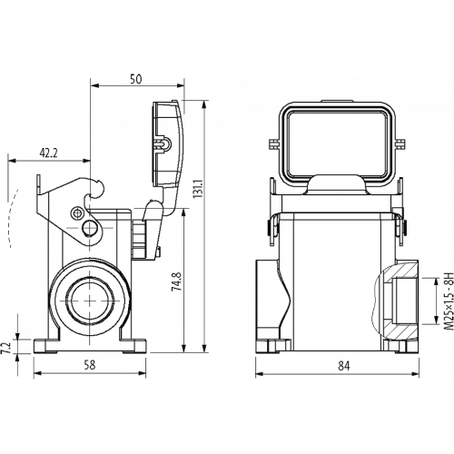 70MH-GSDHL-B01C010 B6 Surface mounted h., high profile, IP65