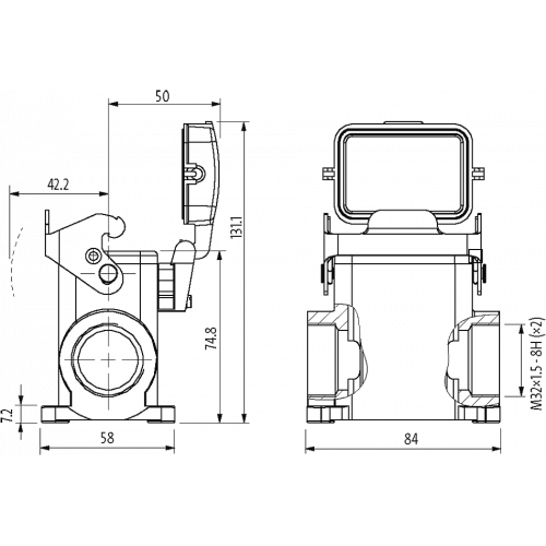 70MH-GSDHL-B02D010 B6 Surface mounted h., high profile, IP65