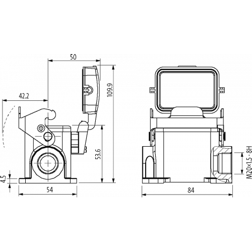 70MH-GSDNL-B01B010 B6 Surface mounted h., low profile, IP65