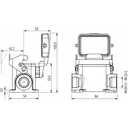 70MH-GSDNL-B02B010 B6 Surface mounted h., low profile, IP65
