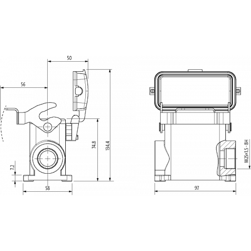 70MH-GSEHL-B01C010 B10 Surface mounted h., high profile, IP65