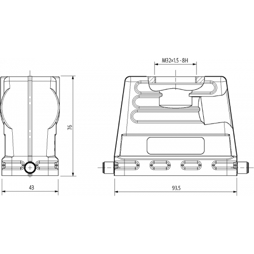 70MH-GTFHL-A01D000 B16 Hood, high profile, IP65