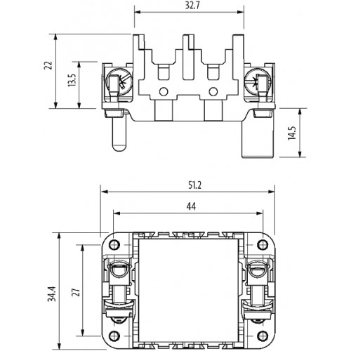 70MH-RD02B-0000000 B6 frame (female) for 2 modules