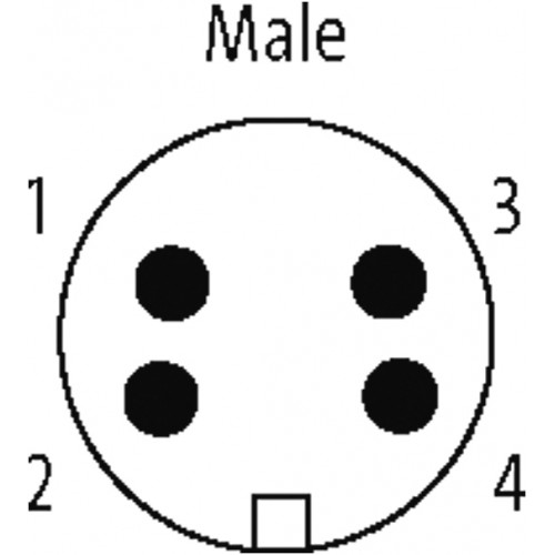 7700-A4011-UMC0500 Mini (7/8) 4 pole, Male (Ext.) 90° w/ Cable