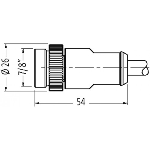 7700-A5A01-U1D0150 Mini (7/8) 5 pole, Male (Ext.) 0°/Female 0°