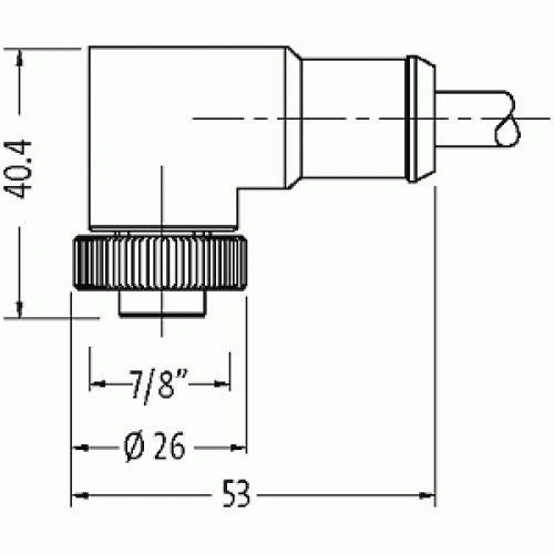 7700-A5031-UBD0300 Mini (7/8) 5 pole, Female 90° w/ Cable