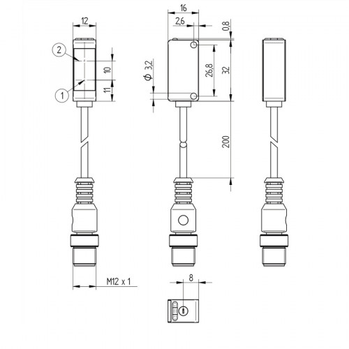 P1KH026 Reflex Sensor with Background Suppression