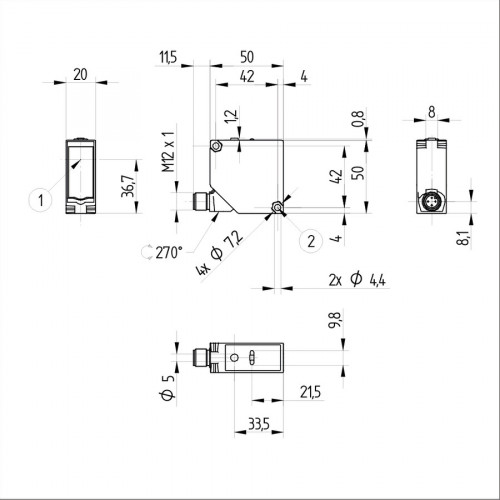 P1PK102 Retro-Reflex Sensor for Transparent Objects