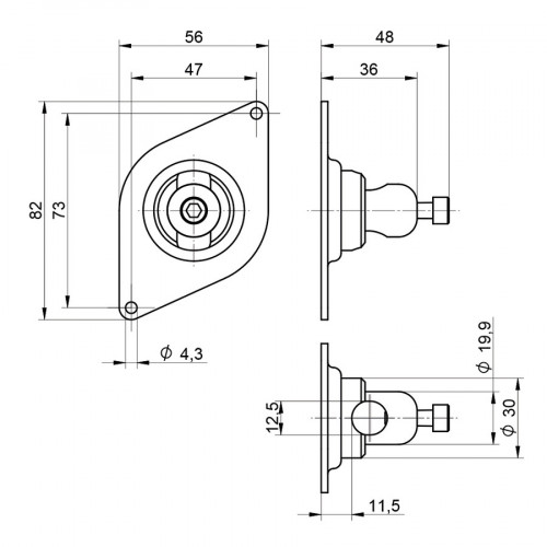 WTAS12VA Mounting System for 81 × 55 × 30...47 mm (TA)